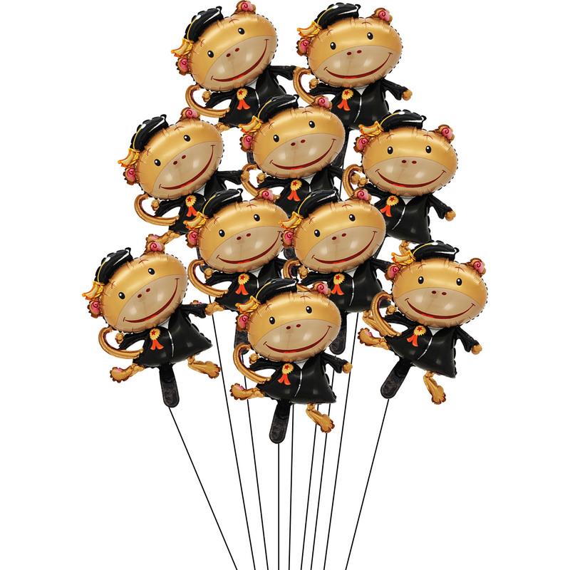 10pcs Mini Monkey-Shaped Foil Balloons Graduation Season Party Decorations Festival Graduation-Themed Party Supplies Photo Props other