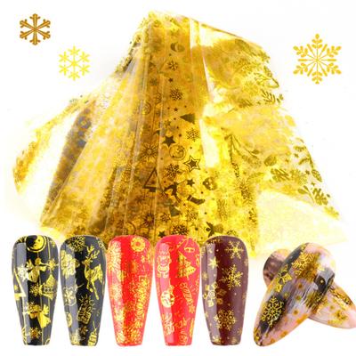 10 Stücke Weihnachten Schneeflocke Transferfolie Nail art Aufkleber Aufkleber Maniküre Dekor