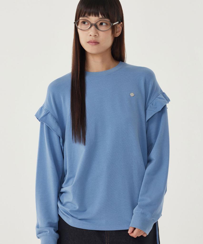 COVERNAT WOMAN Shirred Sweatshirt Dusty Blue