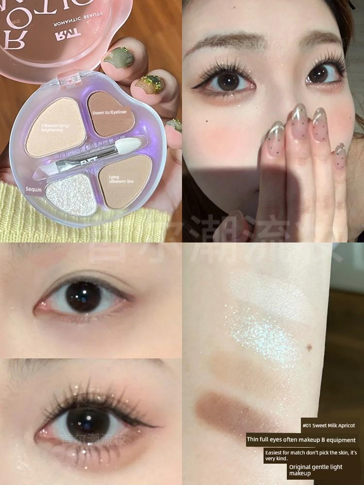 I'Ve Found This Korean-Style Laser Pink Eyeshadow! Luo Xiaoman Four-Color Eyeshadow Palette 05 Sweet Wild Berry Genuine Product