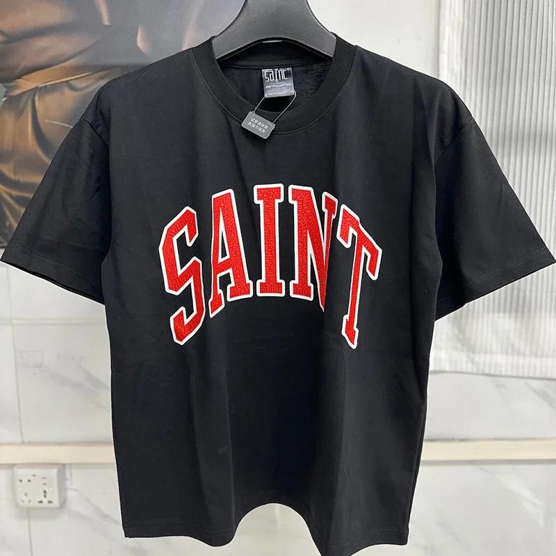 Unisex Unisex Couple Classic Green Box Logo Print Saint Tshirt Top Quality Cotton Oversized Tee Tops Vintage Washed Black T Shirt
