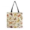 Women Vintage Linen Tote Bag - Large Capacity Butterfly Print Shoulder Handbag for Casual & Grocery Shopping KTB