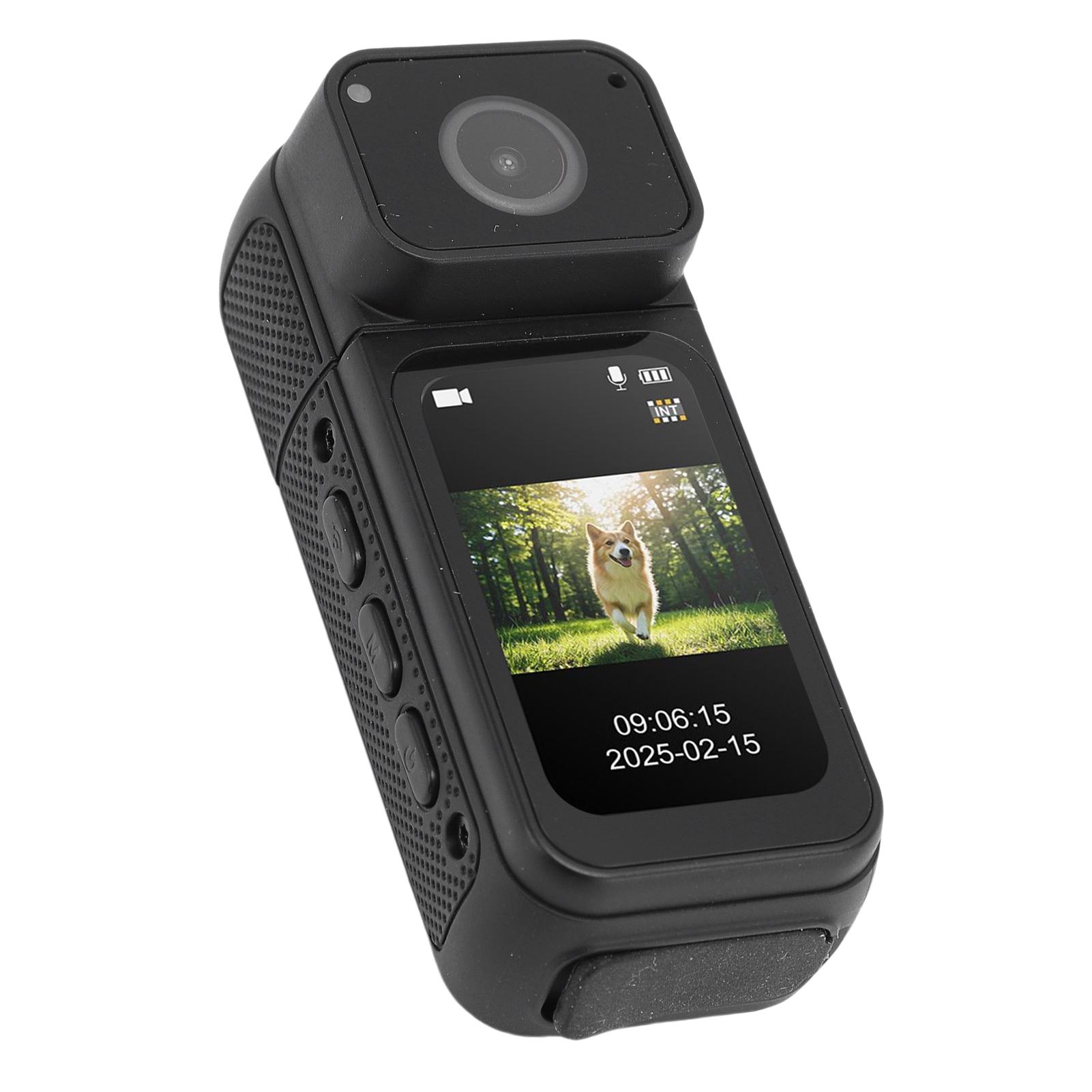 

Body Worn Camera Portable POV Recording 64GB 2.7K 180 Degree Rotatable Magnetic Hanging Lanyard Wearable Camcorder for чорний