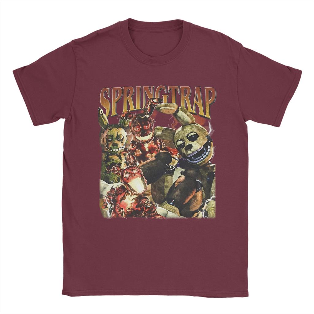 Springtrap Freddyed Bonnie Spel T-shirts Herr 100% Bomull Vintage T-shirt Rund Hals T-shirts Kortärmad Kläder Unik
