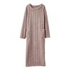 Women's Flannel Nightgown Fuzzy Plush Warm Crewneck Sleepwear Loose Winter Pullover Nightdress with Pockets