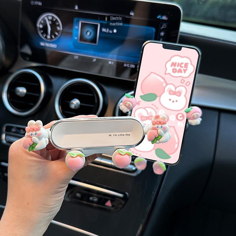 Uchwyt samochodowy do telefonu królik Anti-Shake na kratkę wentylacyjną dla dziewczyn