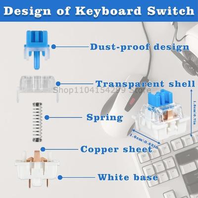 20-100 Stück Tastenschalter Tastatur Clicker Tastenersatz 3-Pin Taktiler Schalter Tastatur Ersatzzubehör & Clip