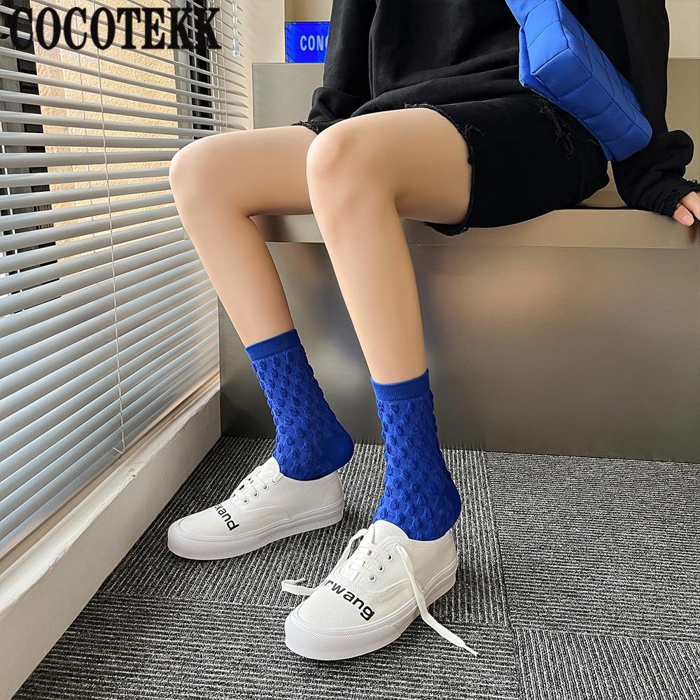 New Fashion Trend Casual Stretch Women Combed Cotton Socks Autumn Winter Trendy Daily Basic Socks Street Hip Hop Style