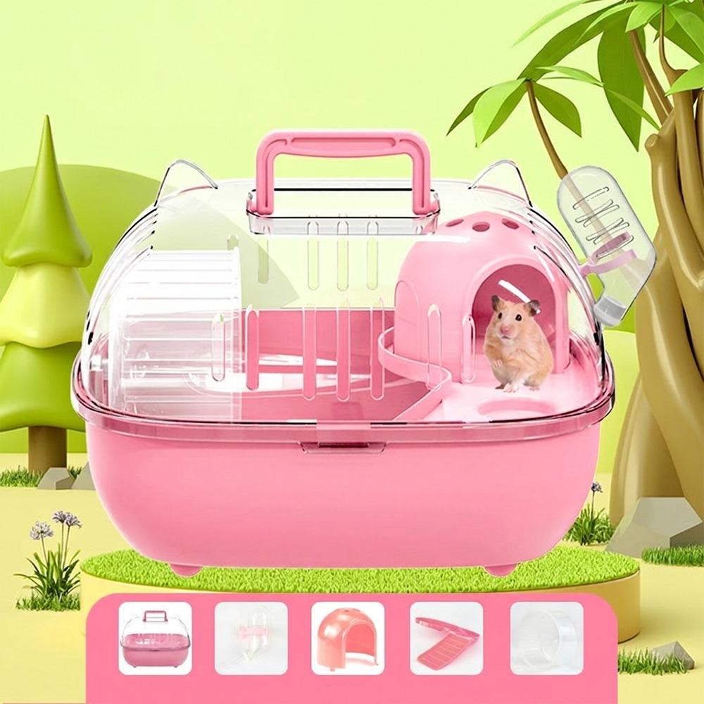 Transparent Cover Hamster Carrier Box Large Space Hamster Habitat Travel Hamster Cage  Car Outing