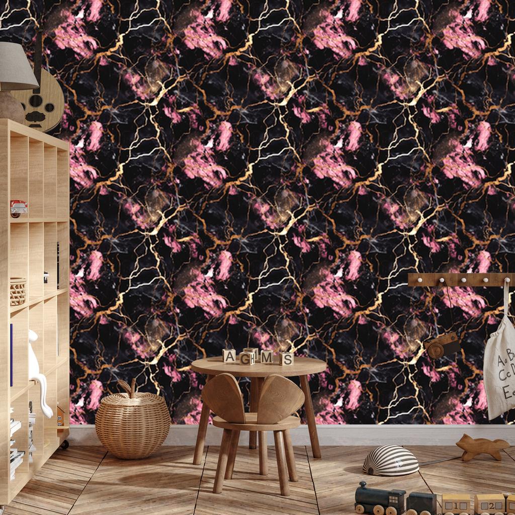 Marble Black and Burgundy Wallpaper for Living Room and Bedroom 50x1000