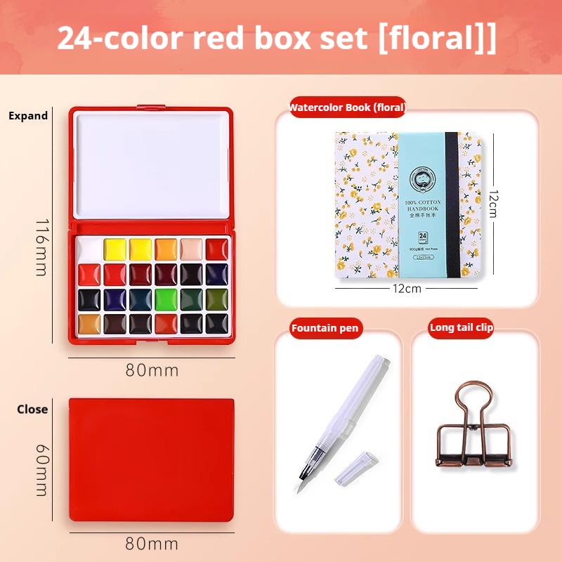 Travel Paint Palette Pocket Artist Watercolor Set Schmincke 12/24Colors Portable Watercolor Paint Box Sketchbook Set for Student