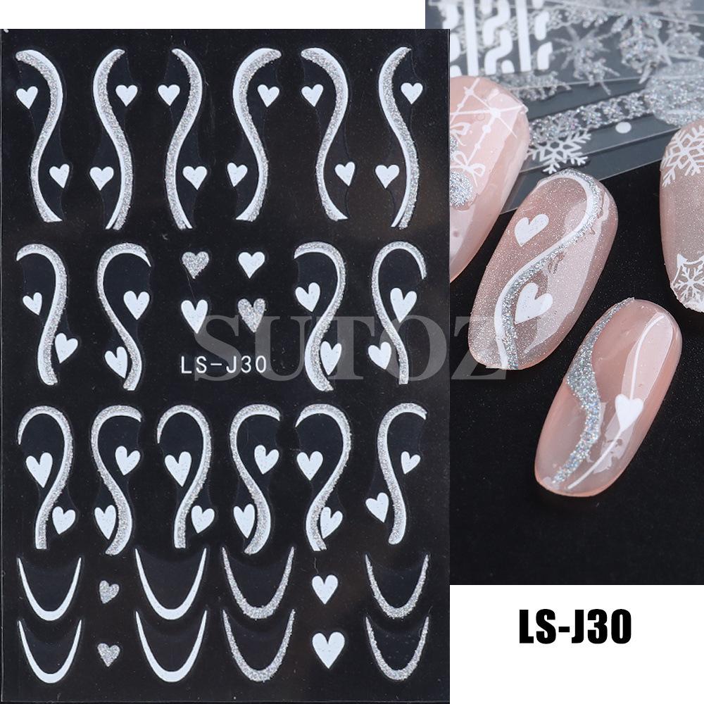 Winter Christmas Nail Stickers: Gold & Silver Glitter, Trees, Reindeer, Snowflakes