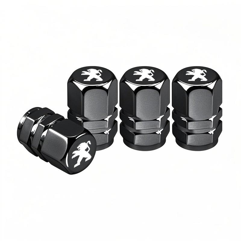 

2026 Hot Car Sticker Car Tire Valve Cover Aluminum Alloy Car Wheel Tire Valve Caps For Peugeot 408 4008 308 3008 Rifter 5008 508 чёрный