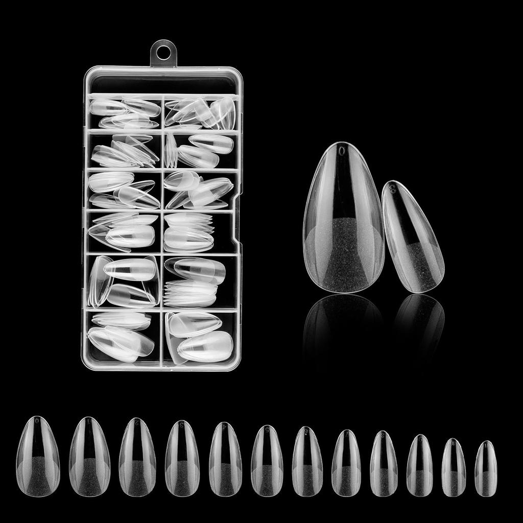 120/100-Piece Set of Clear Frosted Square Oval Almond Ballet Wear-On False Nail Art Tips