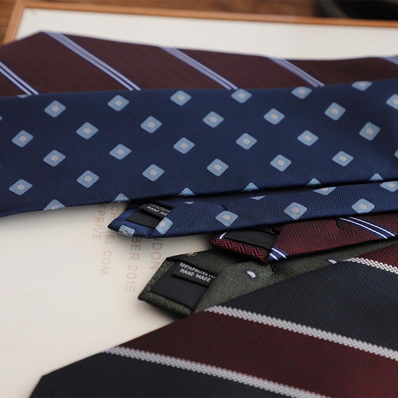 Gentleman British Style 8CM Mens Polka Dot Neck Tie Dark Green Brown Striped Silk Ties Luxury Soft Necktie Wedding Tuxedo Cravat