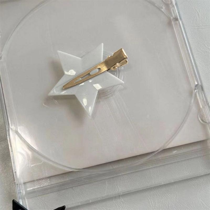 5Pieces No Bend Hair Clip No Crease Hair Clip Acrylic Star Hairpin Sweet Cool Y2K Duckbill Hair Barrettes for Women