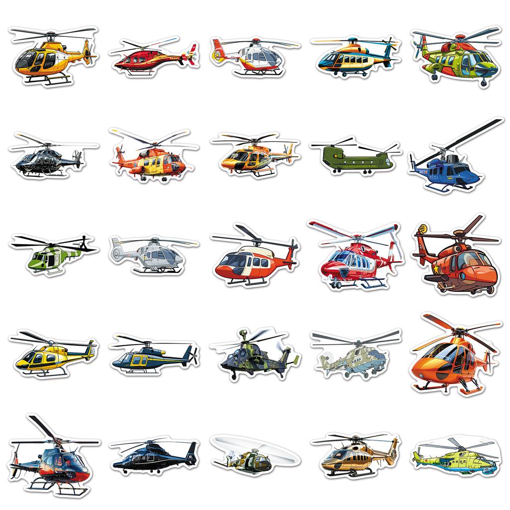 50/100PCS Cartoon Helicopter Stickers Cool Transportation Waterproof Decoration DIY Notebook Stickers