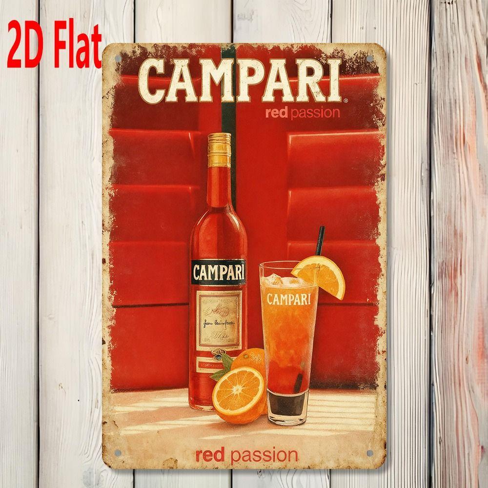 Vintage Metal Tin Sign Campari Red Passion Cocktail Bar Pub Wall Decor 20x30cm