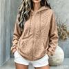 Damen Lässiger Lockerer Kurzer Kapuzen-Reißverschluss-Strickjacke