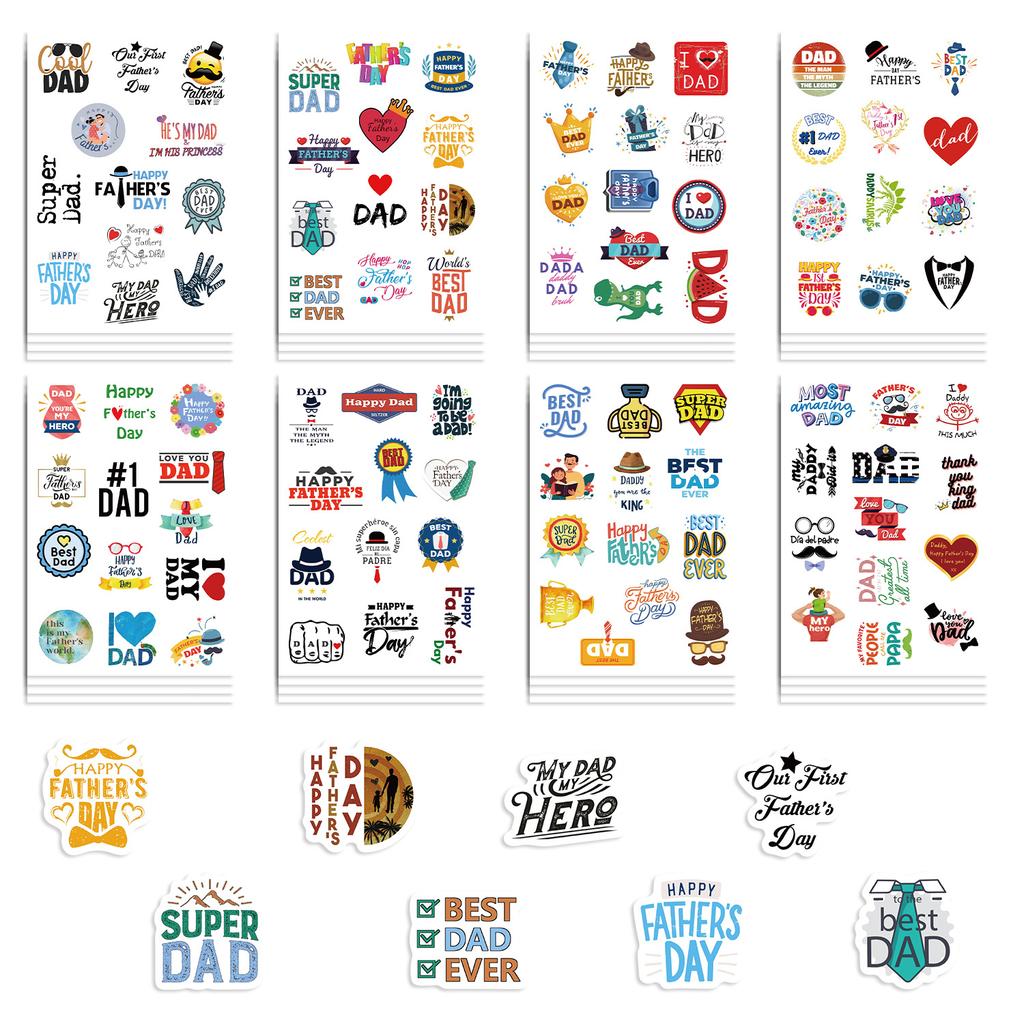 8 Father's Day Stickers Can Be Waterproof Diary Hand Stickers Gu Card Stickers DIY Decorative Stickers Stickers