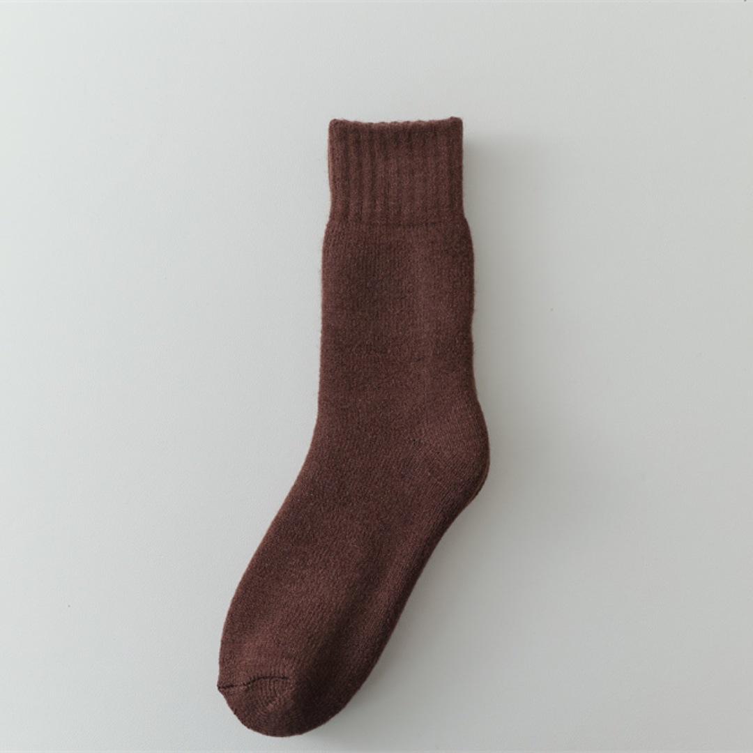 

Супер толстые высокие зимние носки детские удлиненные высокие мягкие вощеные приятные для кожи плюшевые однотонные женские средние и высокие носки-трубы One Size шоколадный коричневый