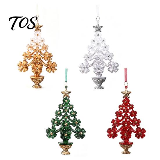 Gold Star Topped Ornaments Acrylic Christmas Tree Ornament with Lanyard, Xmas Shaped Gift for Friends Family Decorative Hanging Pendant Holiday Tree,