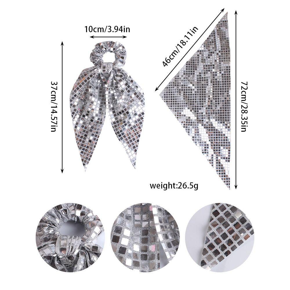 Music Disco Theme Ribbon Hair Ties Sequin Headwear Retro Hair Band Women Girls