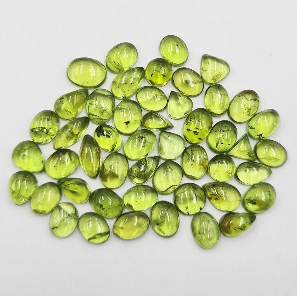 Natural Peridot Mix Shape Cabochon Loose Gemstone Lot 20-25 Pcs 30 CT For Jewelry Making