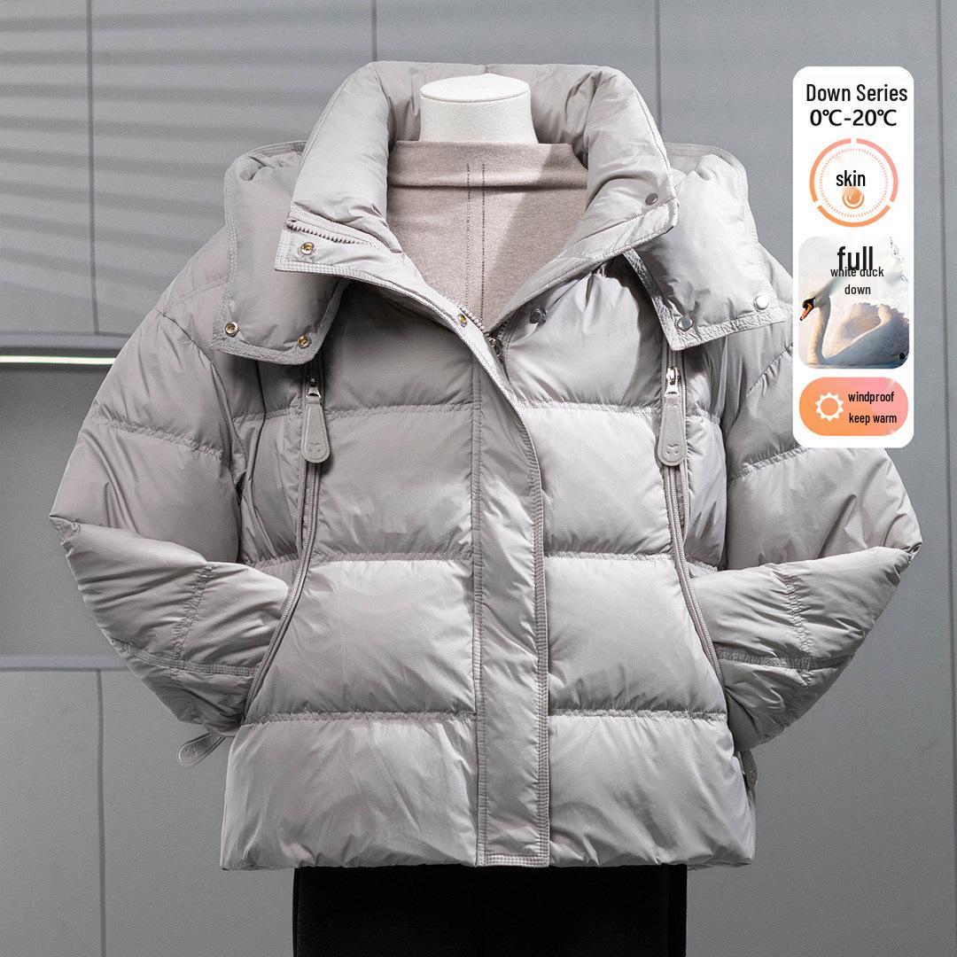 

2025 Stylish Winter Short Hooded Down Jacket for Middle-Aged & Elderly Women 3XL (140-160 catty)