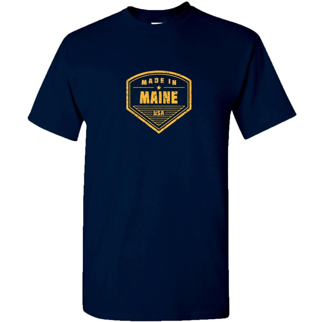 Made in Maine Badge- Hometown Pride State Short Sleeve T-Shirt - Navy