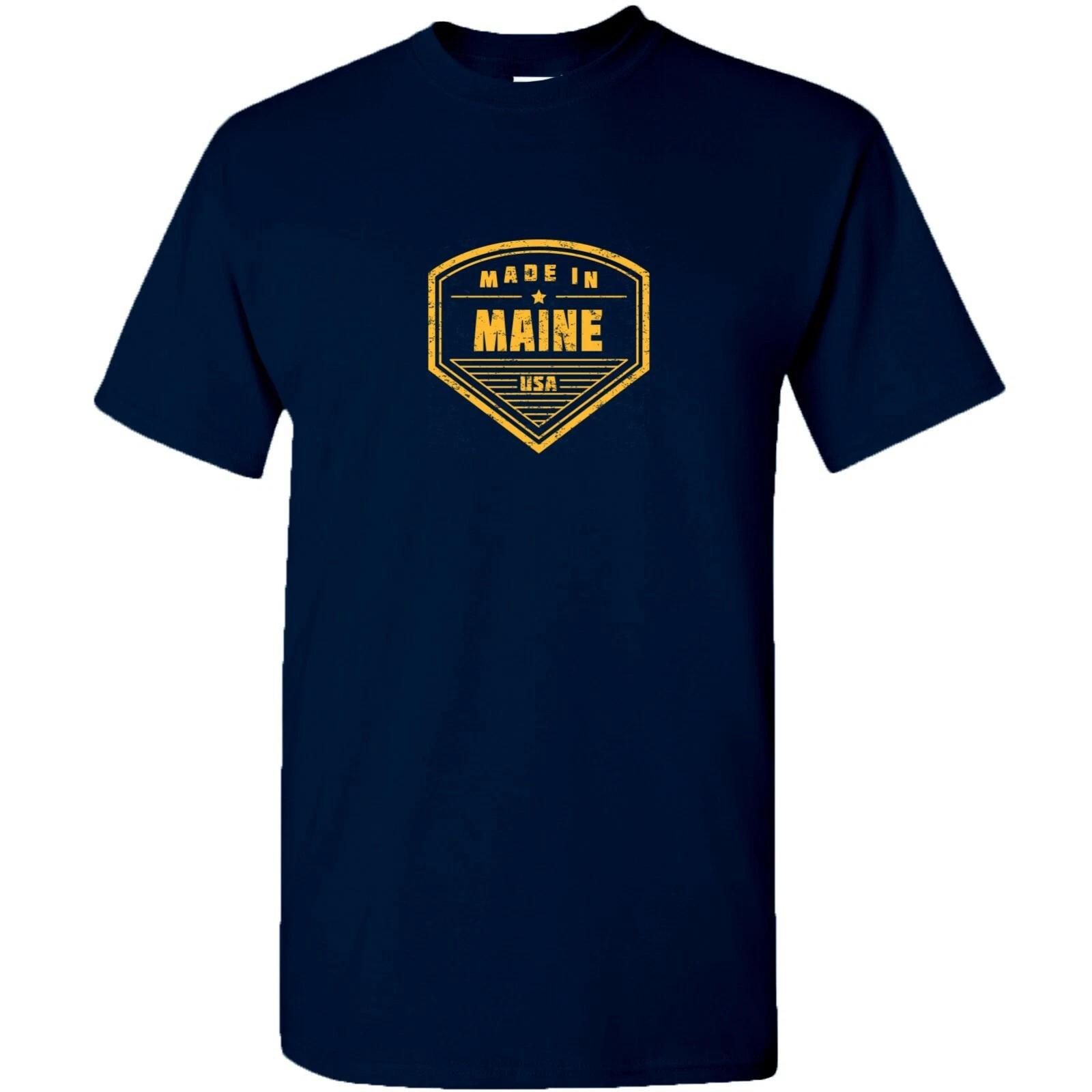 

Made in Maine Badge- Hometown Pride State Short Sleeve T-Shirt - Navy L
