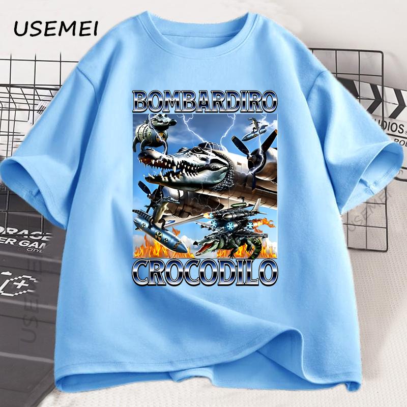 

Bombardiro-Crocodilo Italian Brainrot Meme T-Shirt Humor Funny Graphic Tees Cotton Novelty Short Sleeve Tshirt Unisex Streetwear 4XL