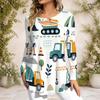 Women Plus Size Long Sleeve Loose Top Metal Ring Neck Detail For Casual Daily Wear