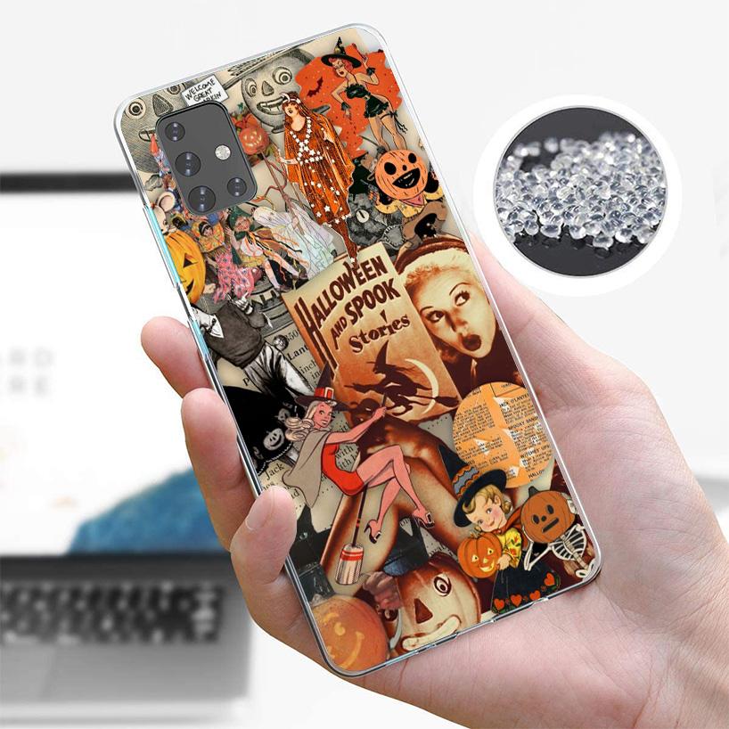 Halloween Fall Art Witch Cat Phone Case For Samsung Galaxy A52 A32 A22 A12 A51 A31 A50S A30S A20S A10S Note 20 Ultra 10 Plus S10