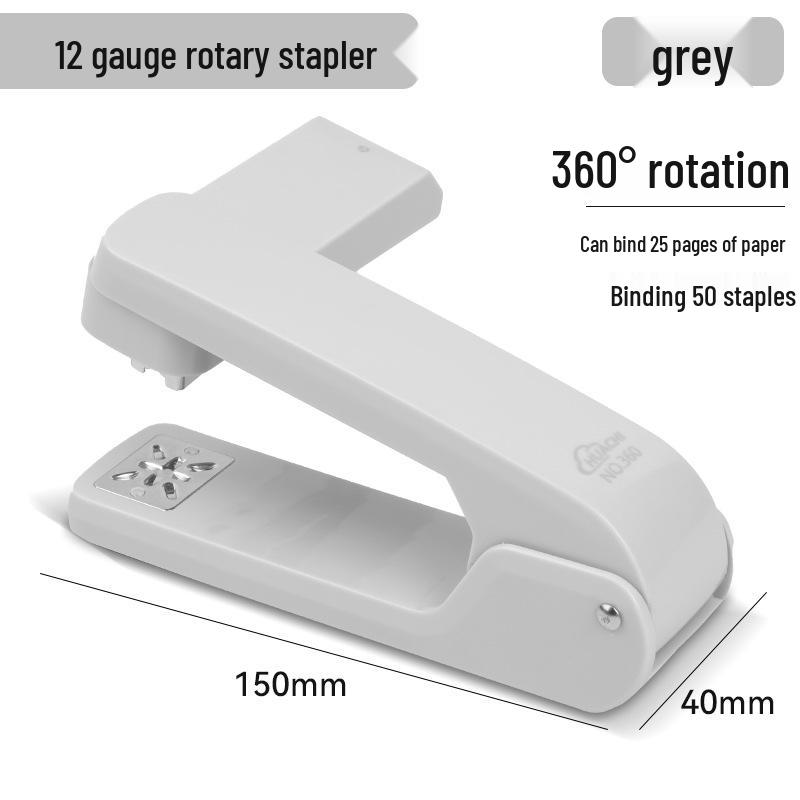 Stylish 360° Rotating 12-Gauge Labor-Saving Stapler for Office & Student Use