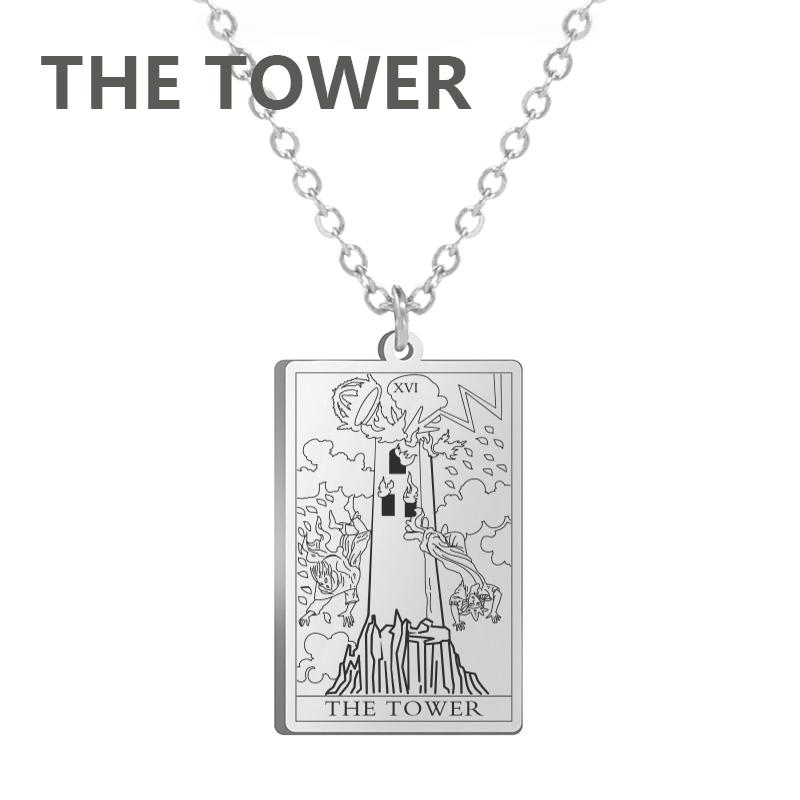 LIKGREAT Tarot Card Necklace Major Arcana Tarots Stainless Steel Necklaces Divination Jewelry Birthday Gift for Women Men