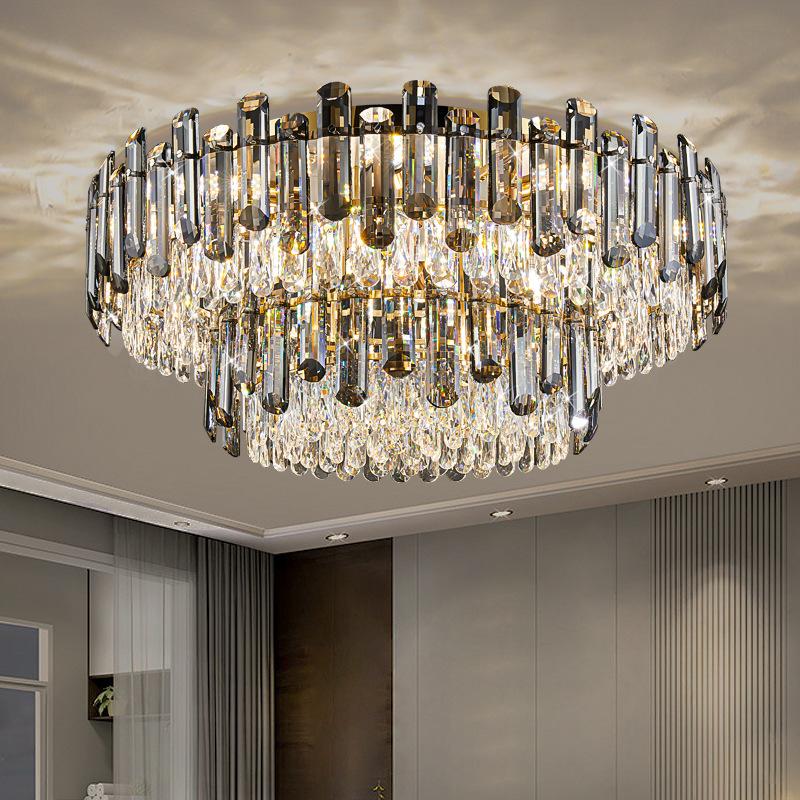 Light Luxury Crystal Ceiling Light Living Room Lamp Modern Simple Atmosphere Luxury High-grade Round Lamps and Lanterns