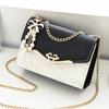Women Shoulder Bag Faux Pearl Bow Pendant Decor Sequin Hard Shell Faux Leather Crossbody Bag Commuting Travel