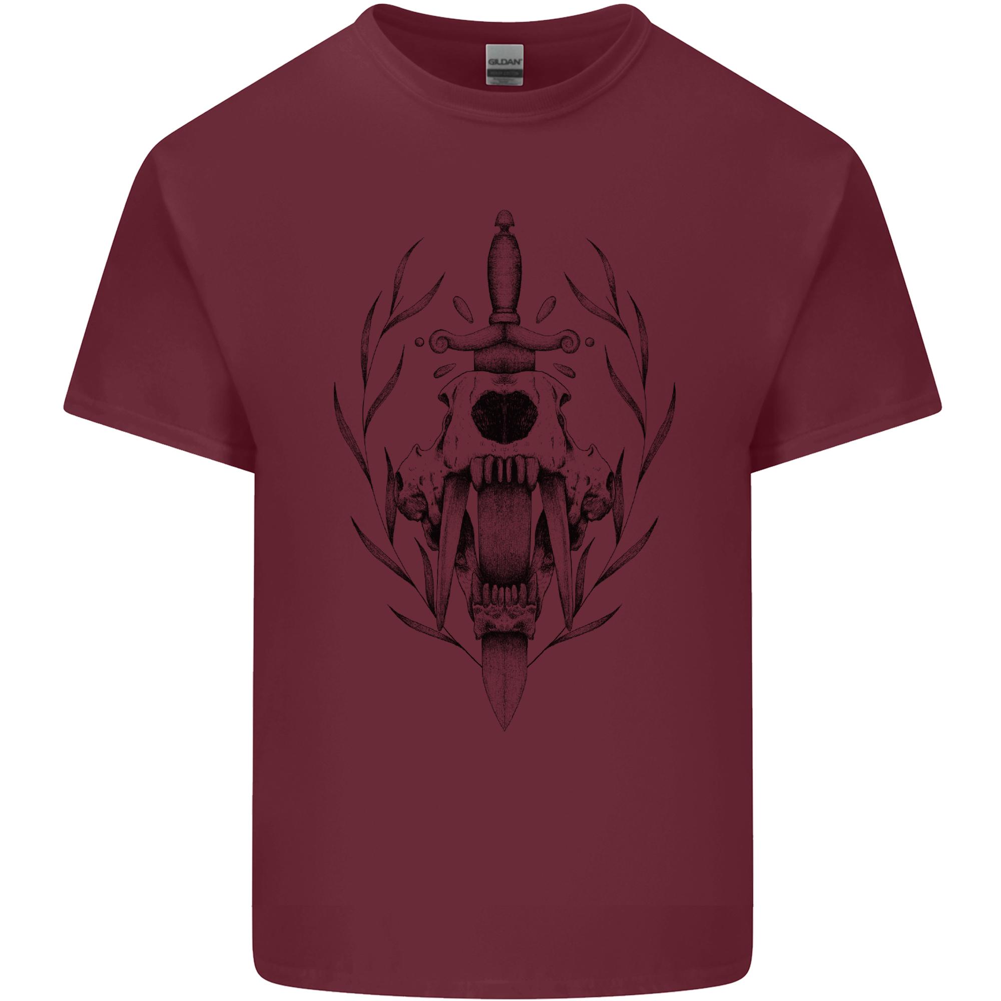 Sabre Tooth Tiger Skull Sword Unisexs Light Cotton Tshirt S
