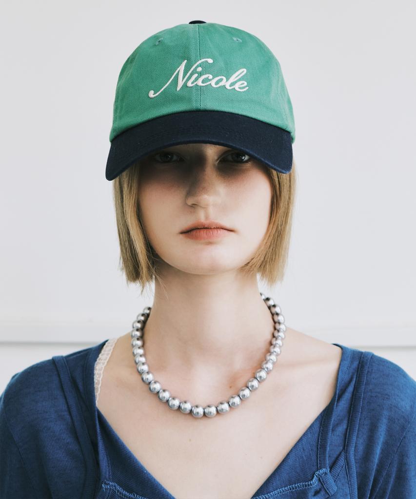 Nigaennikol Nicole Lettering Ball Cap_Green Navy
