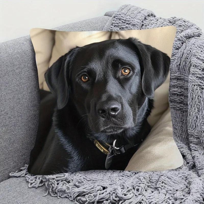 Vikama Black Lab Dog Soft Sofa Pillow Cover Modern Pet Print Home Decor For Living Room Car Bedroom