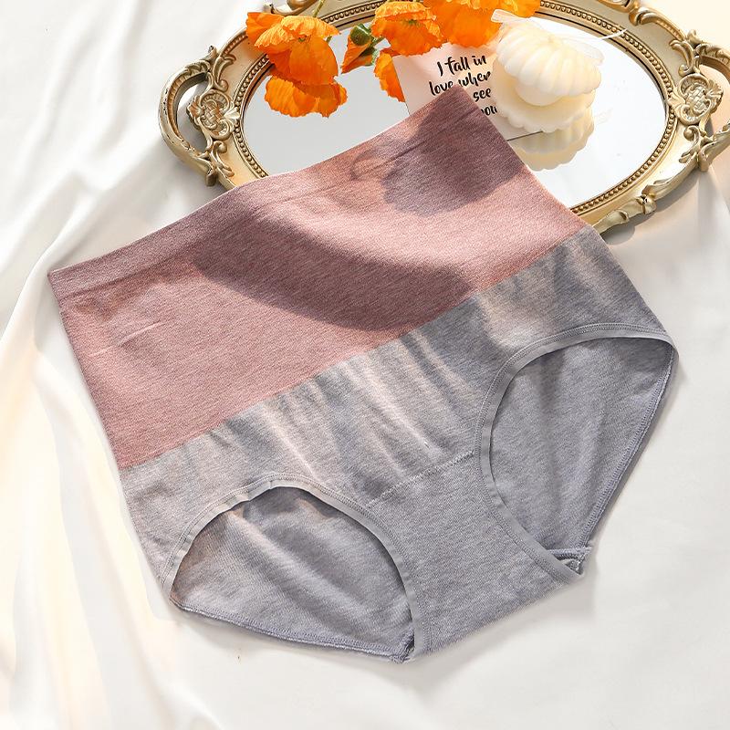 Big Size Female Spring and Autumn Color Cotton Loose High Waist Triangle Briefs
