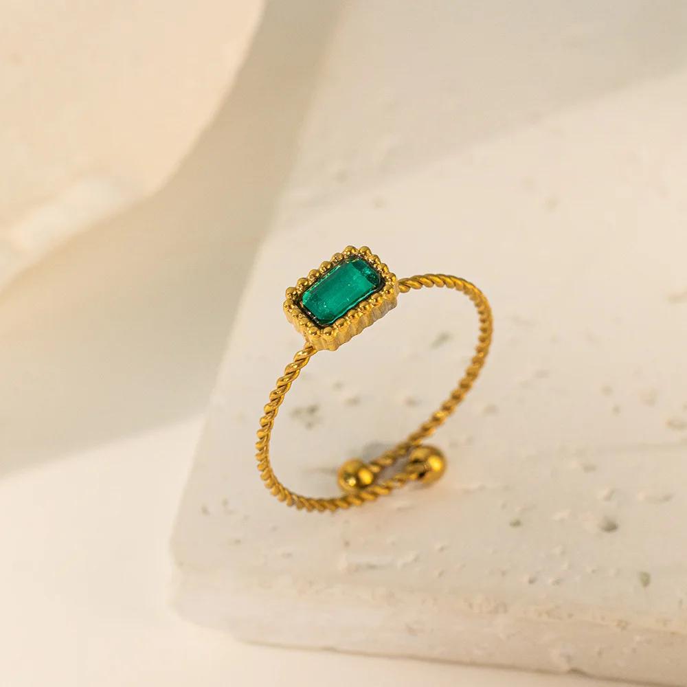 

Luxury Stainless Steel Green Crystal Pendant Necklack for Women Exquisite Gold Color Bracelet Collar Jewelry Set Colorfast Gift