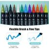 24 Colors Dual Tip Acrylic Paint Markers Pen Set with Brush Tip & Fine Tip Acrylic Marker Pens for Rock Wood Glass Fabric Canvas Paper Art Supplies