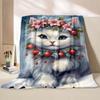 6 Sizes Cat Christmas Printed Blanket Warm Soft and Comfortable Home Travel Blanket Sofa Bedding Cover Blanket Holiday Gifts