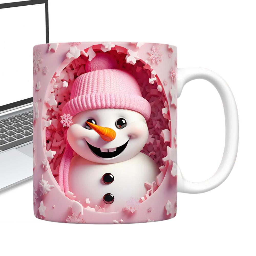 Christmas Mug Ceramic Holiday Mugs 3D Snowman Design Drinkware With Handle For Tea Chocolate Beverage Women Girls Holiday Tea