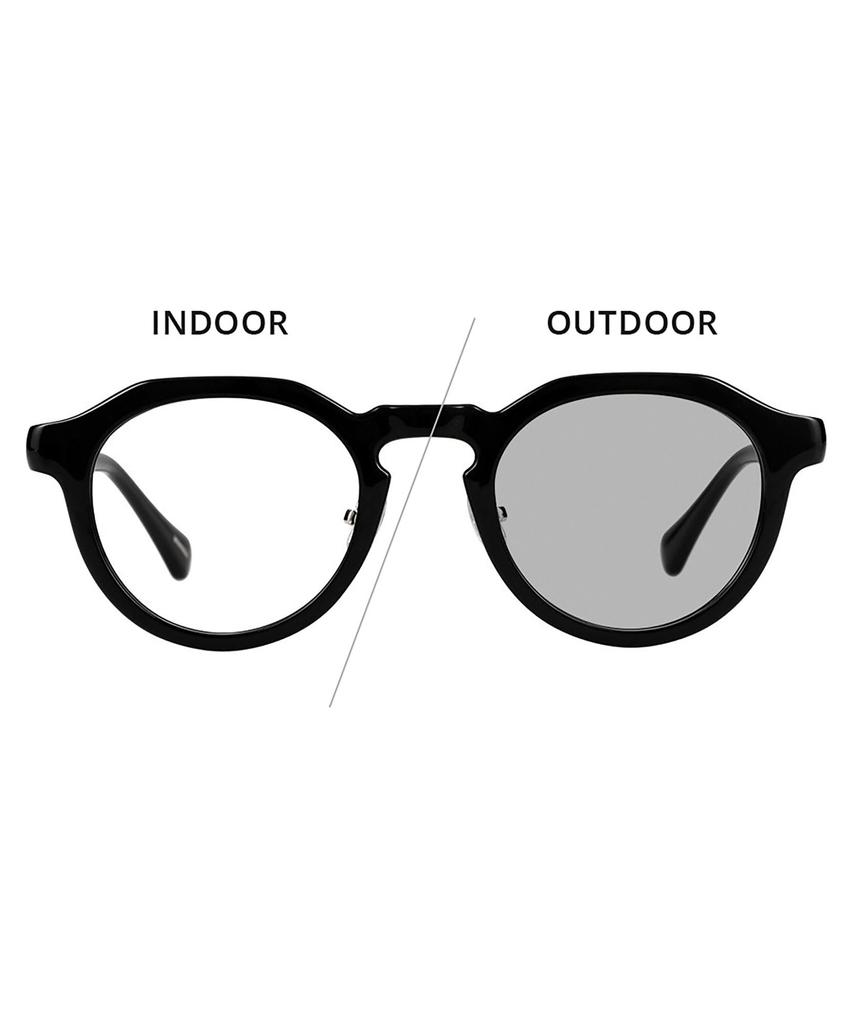 [Zoff] Boston-style Photochromic Sunglasses (Black)  Lens Color Changes  UNITED ARROWS  Crown Panto Black Rim Unisex UV Protection Stylish Unisex