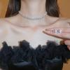 2Pcs colorful rhinestone jewelry set, Elegant necklace & earrings suit for party evening dress gift