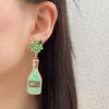 European and American Cross-border Jewelry Fashion Creative Women's Earrings Personalized Design Geometric Drip Oil Inlaid Pearl Wine Bottle Earrings
