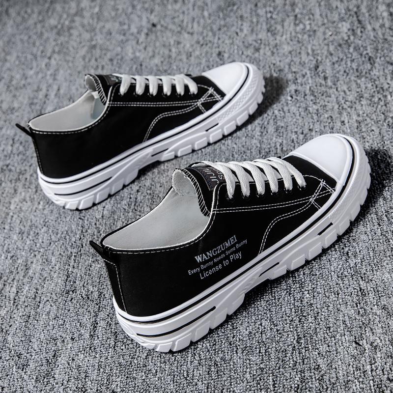 

Новая парусиновая обувь для мужчин, повседневные износостойкие дышащие модные мужские кроссовки, мужские белые туфли на шнуровке на плоской подошве Zapatillas De Deporte 39 чёрный